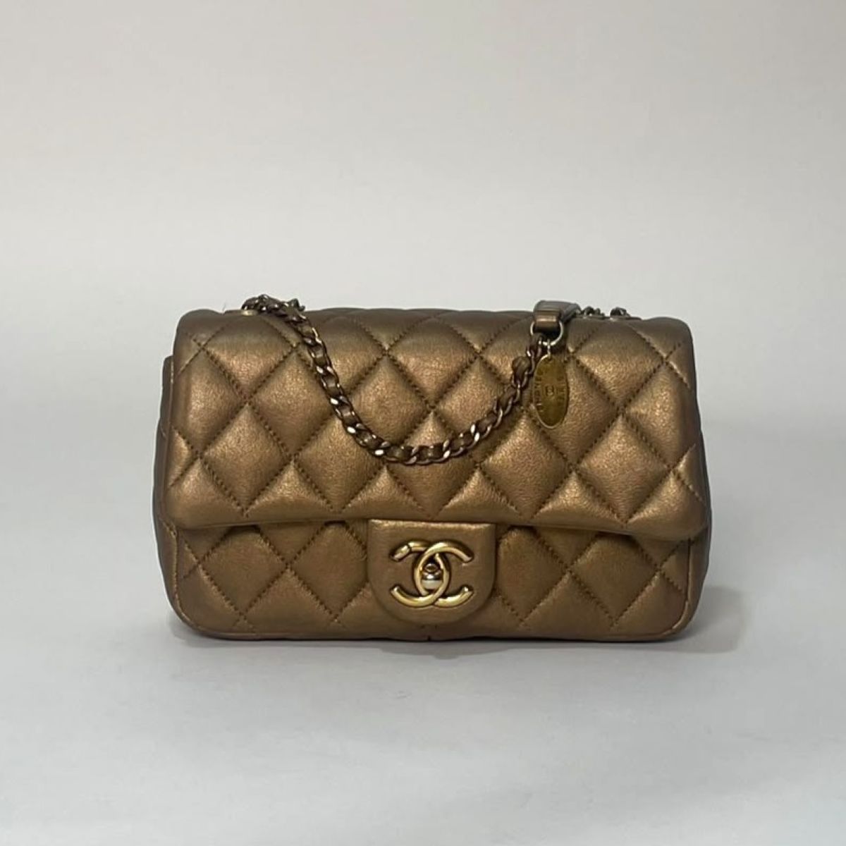 Chanel Classic Quilted Single Flap Leather Metallic Gold Bag