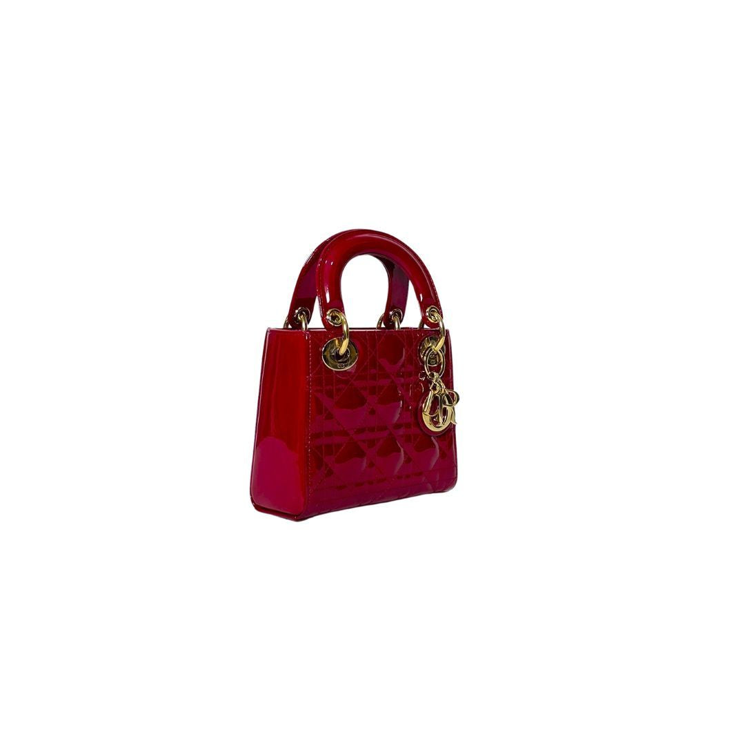 Dior Lady Mini Patent Red Bag