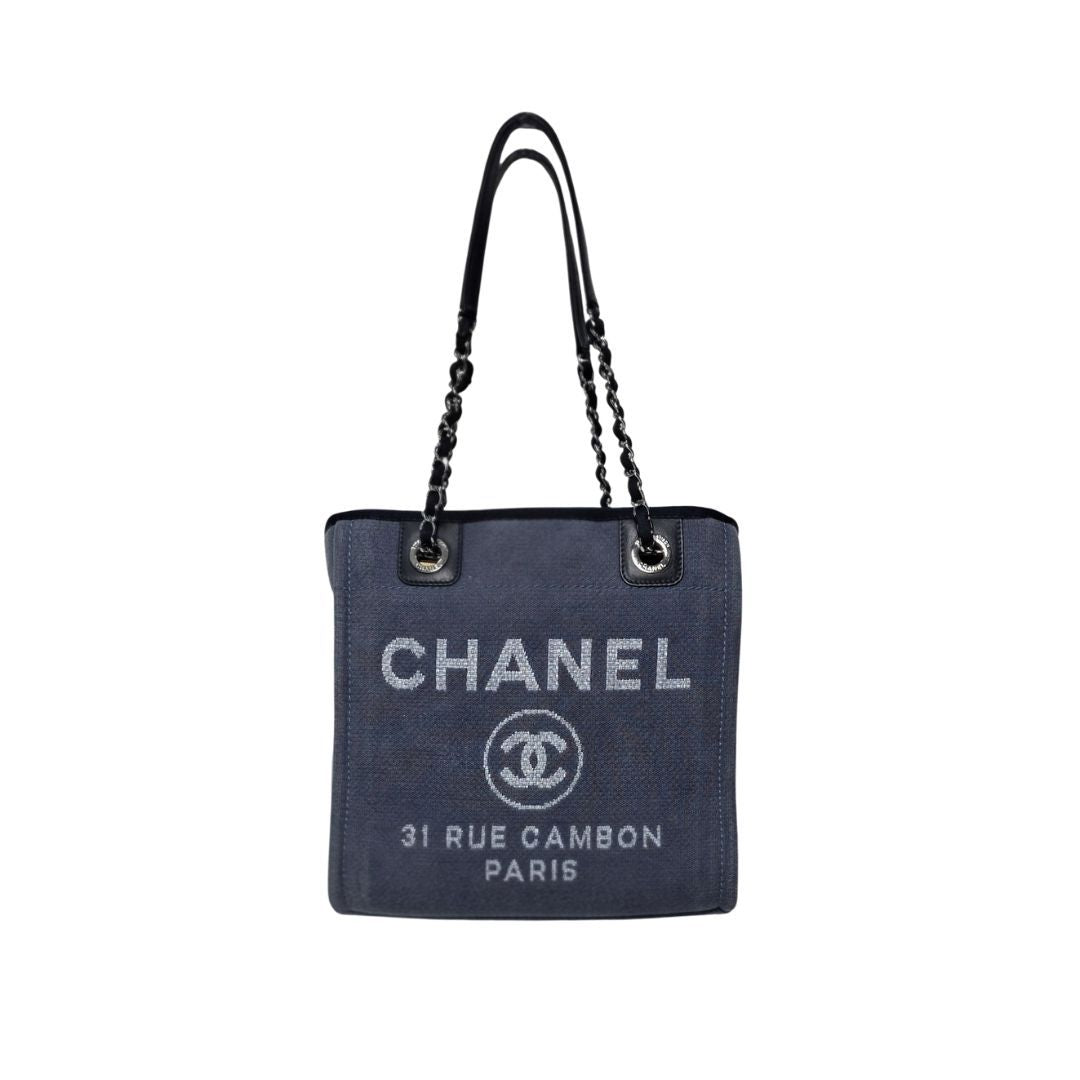 Chanel Deauville Blue Canvas Tote