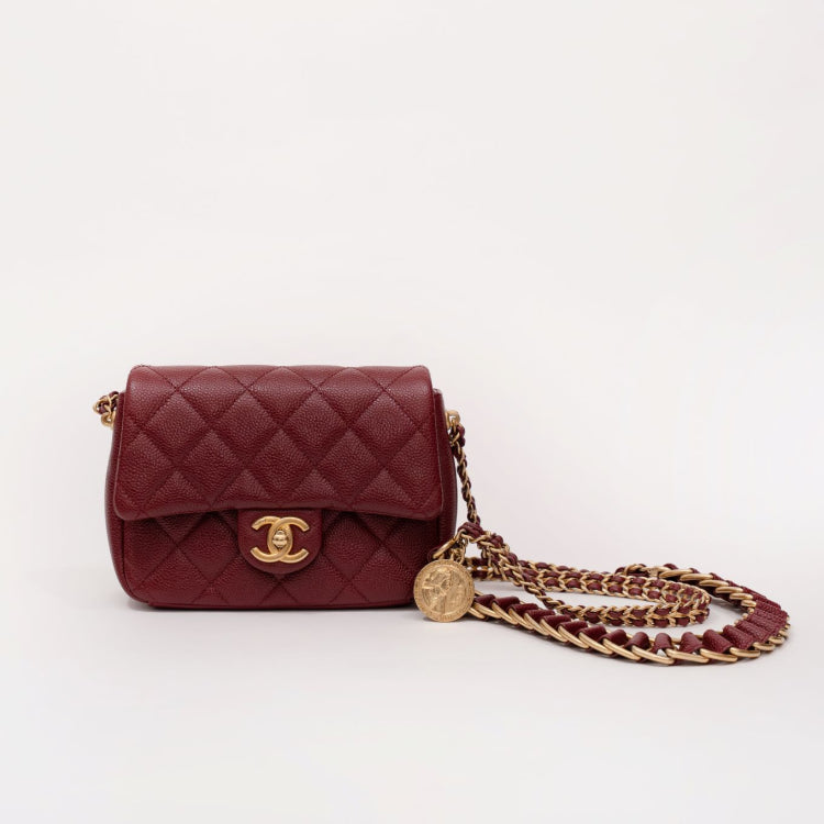 Chanel Burgundy Caviar Leather Metaleese Chain Soul Bag