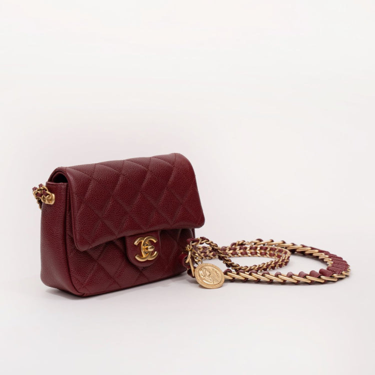 Chanel Burgundy Caviar Leather Metaleese Chain Soul Bag