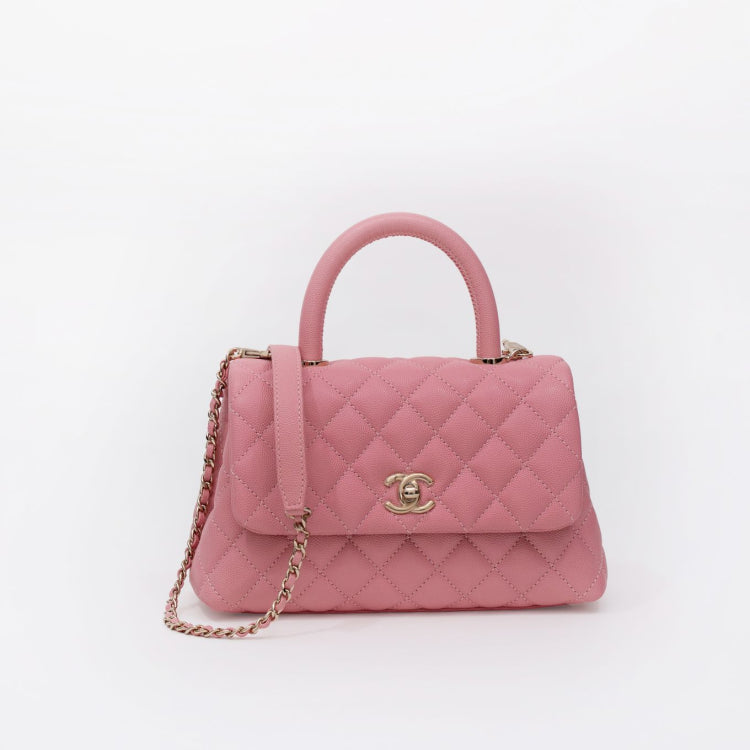 Chanel Coco Handle Small Caviar Dark Pink Leather Bag