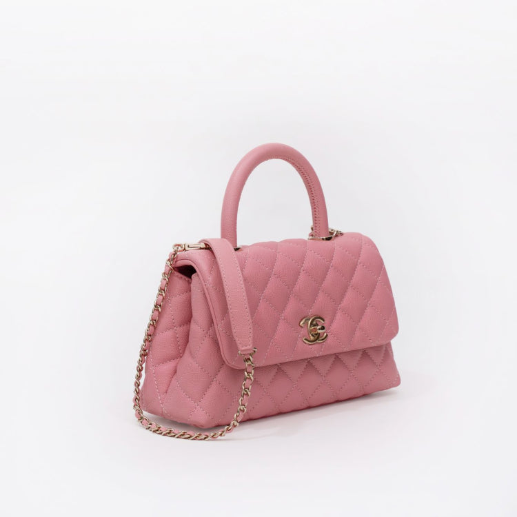 Chanel Coco Handle Small Caviar Dark Pink Leather Bag