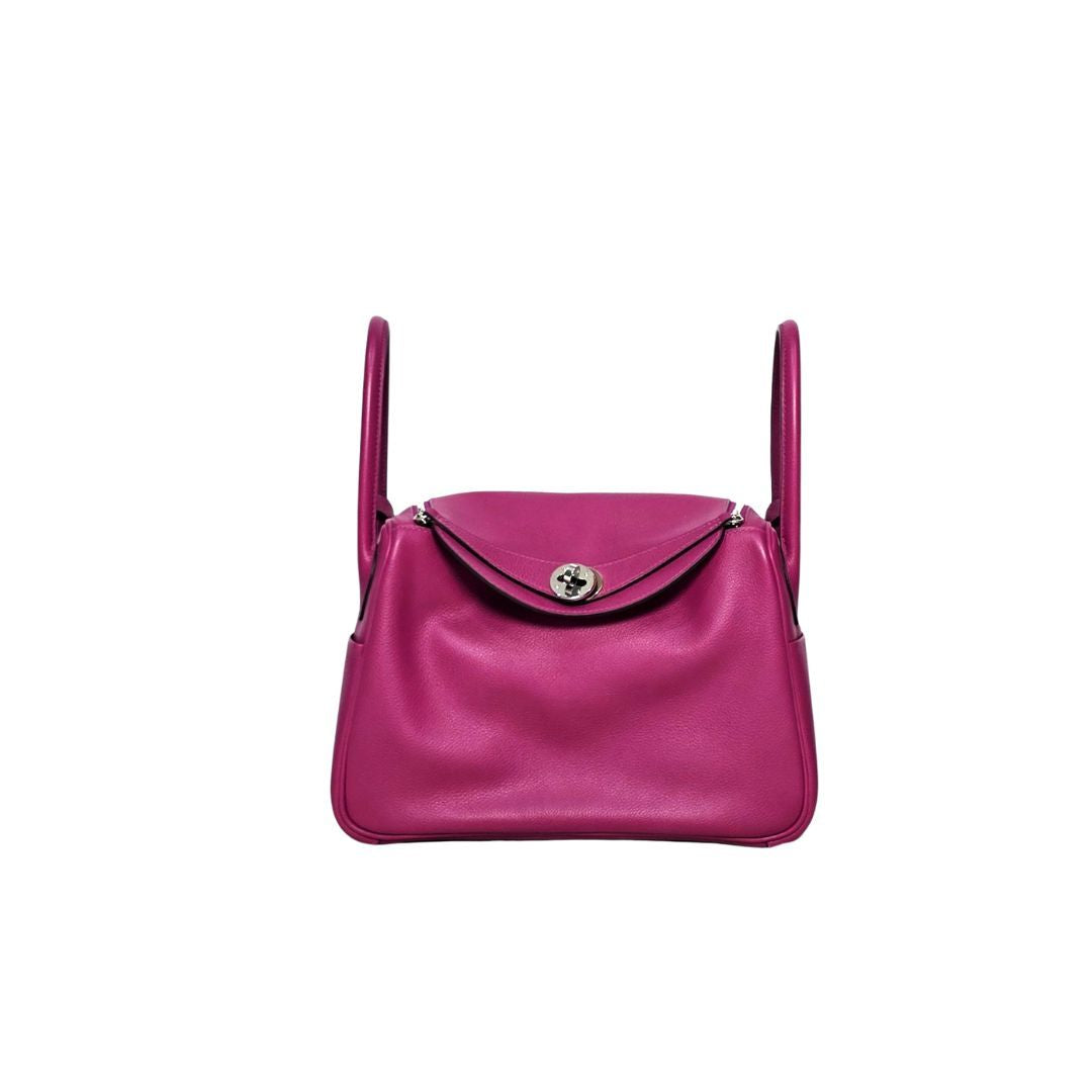Hermes Lindy 26 Rose Pourpre Evercolor Leather Bag