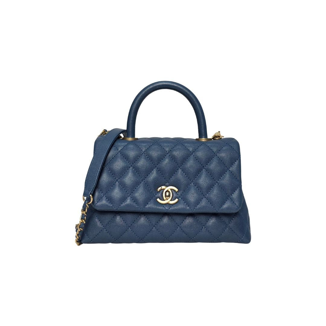 Chanel Coco Handle Small Caviar Leather Blue Bag