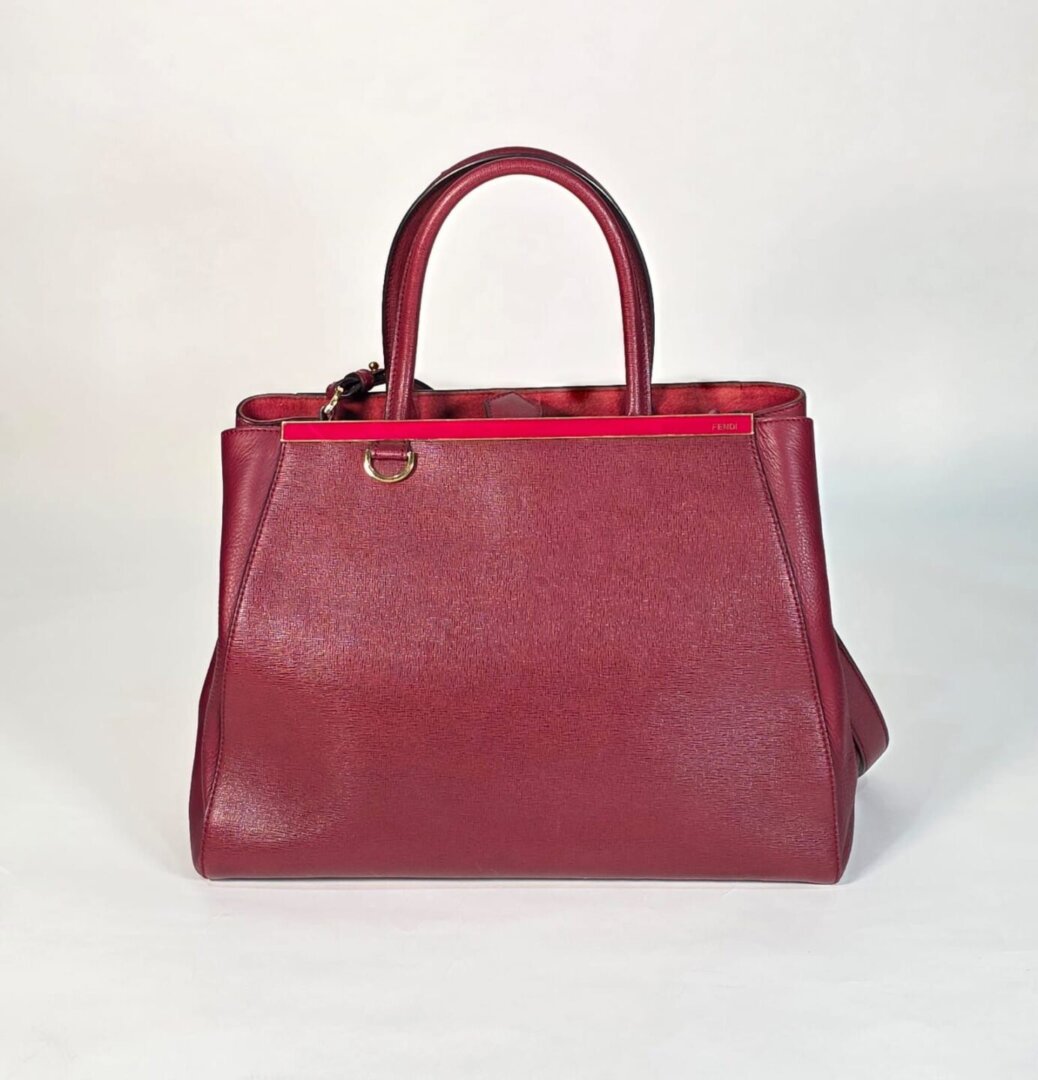 Fendi 2Jours Medium Red Leather Tote Bag