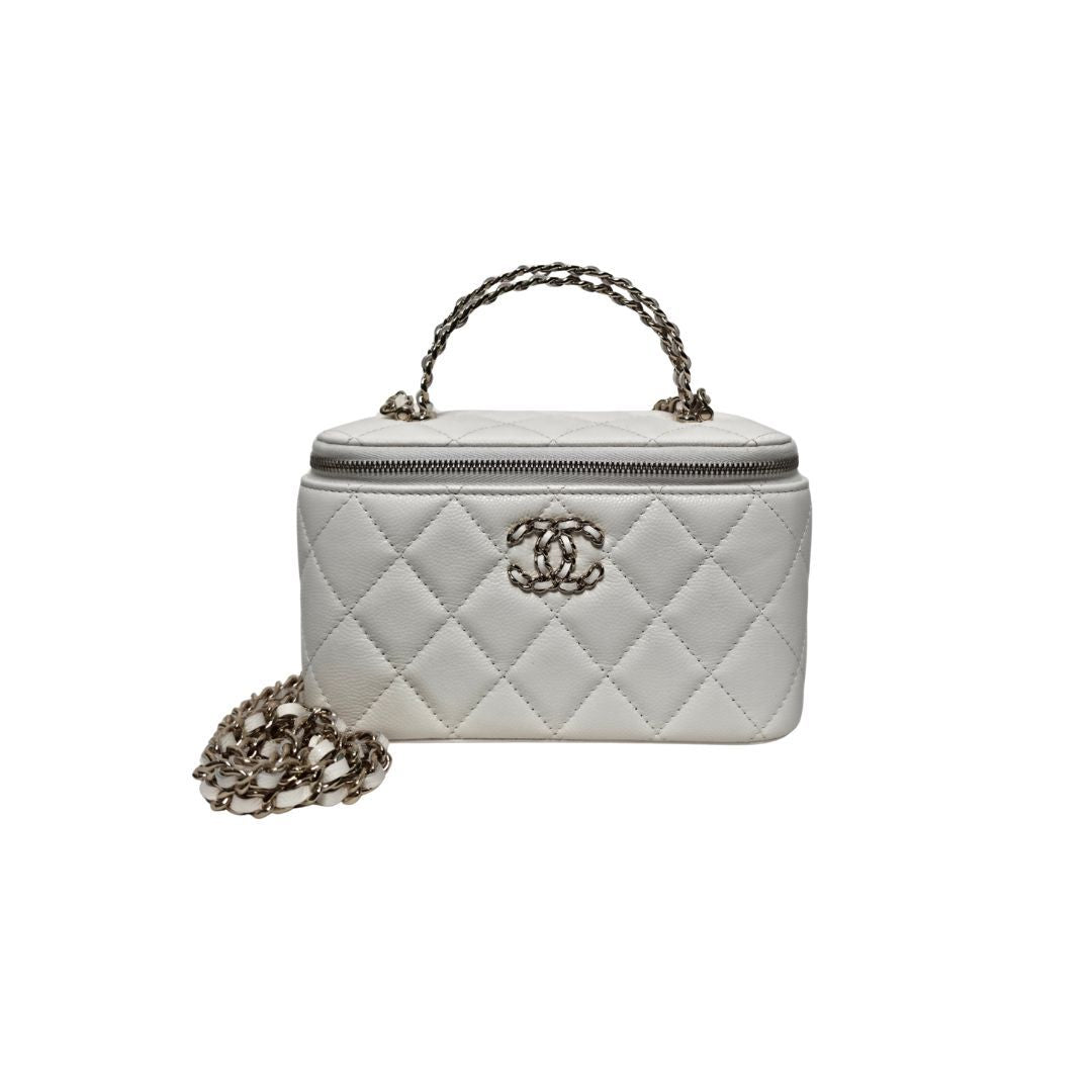 Chanel Vanity Case Caviar Leather White
