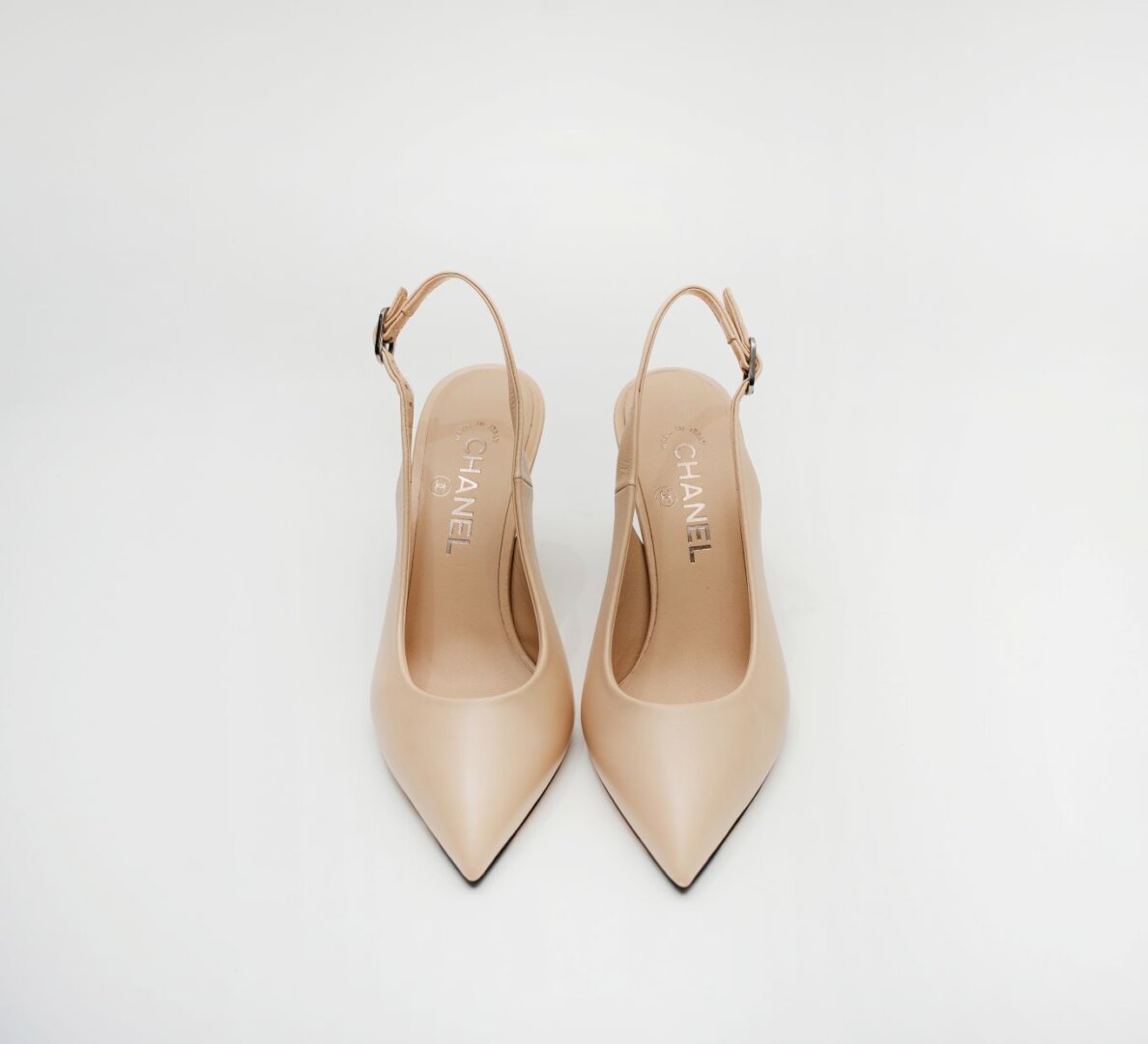 Chanel Slingback Pumps Beige Leather