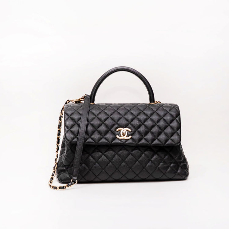 Chanel Coco Large Black Top Caviar Leather