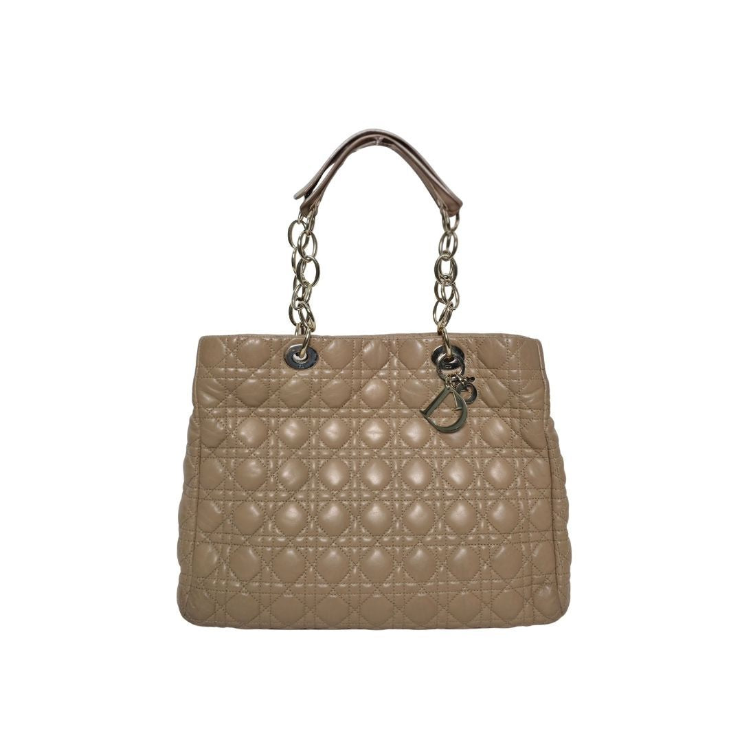 Dior Quilted Lambskin Leather Beige Soft Tote Bag