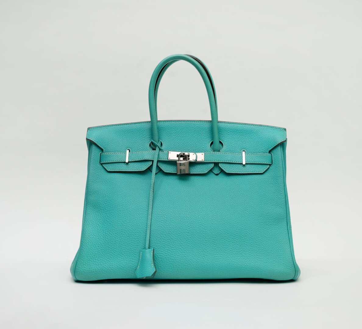 Hermes Birkin 35 Blue Lagoon Clemence with Silver Hardware