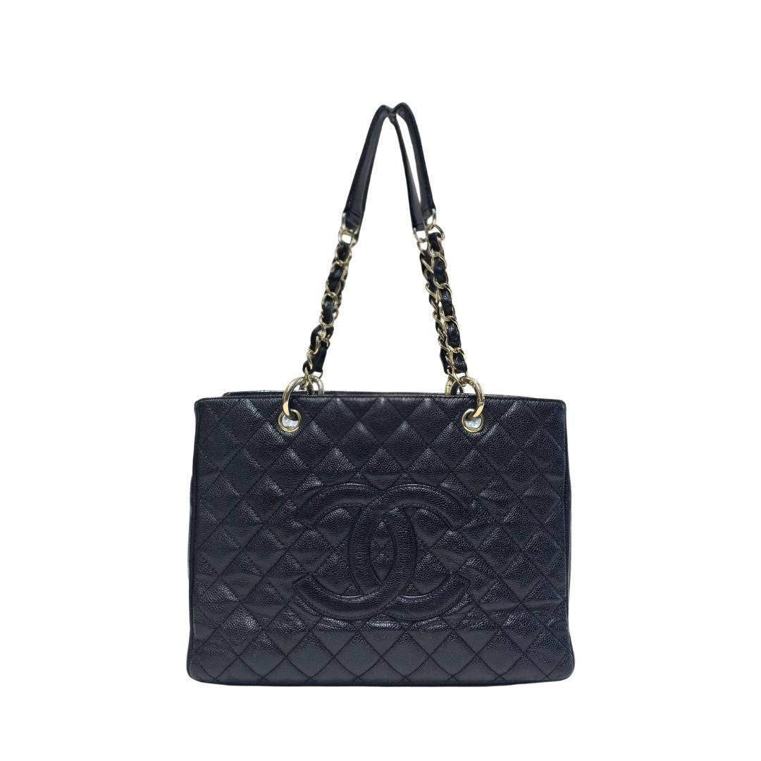 Chanel Grand Shopping Tote Gold Hardware Black Bag