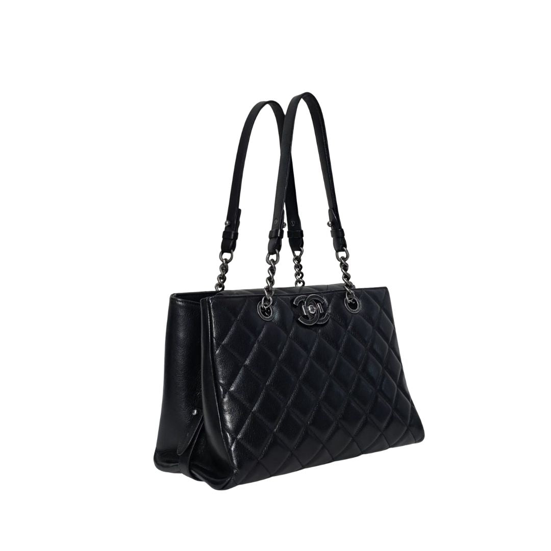 Chanel Trendy CC Quilted Lambskin Leather Black Tote