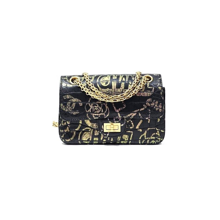 Chanel 2.55 Reissue Black/Gold Grafitti Bag