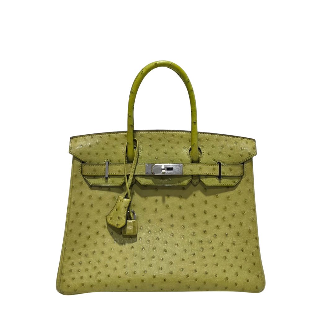 Hermes Birkin 30 Ostrich Vert Anis Bag