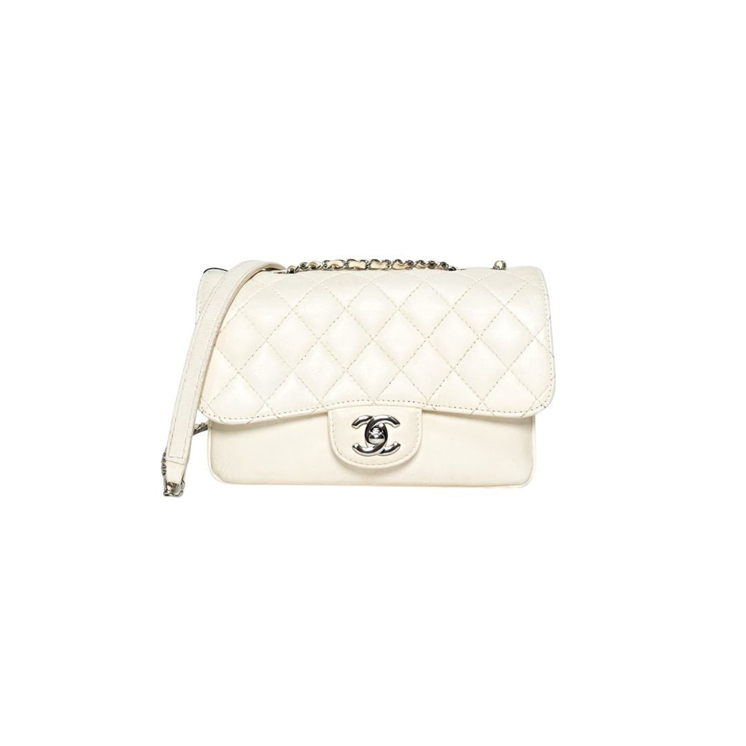 Chanel Accordion Medium White Flap Bag