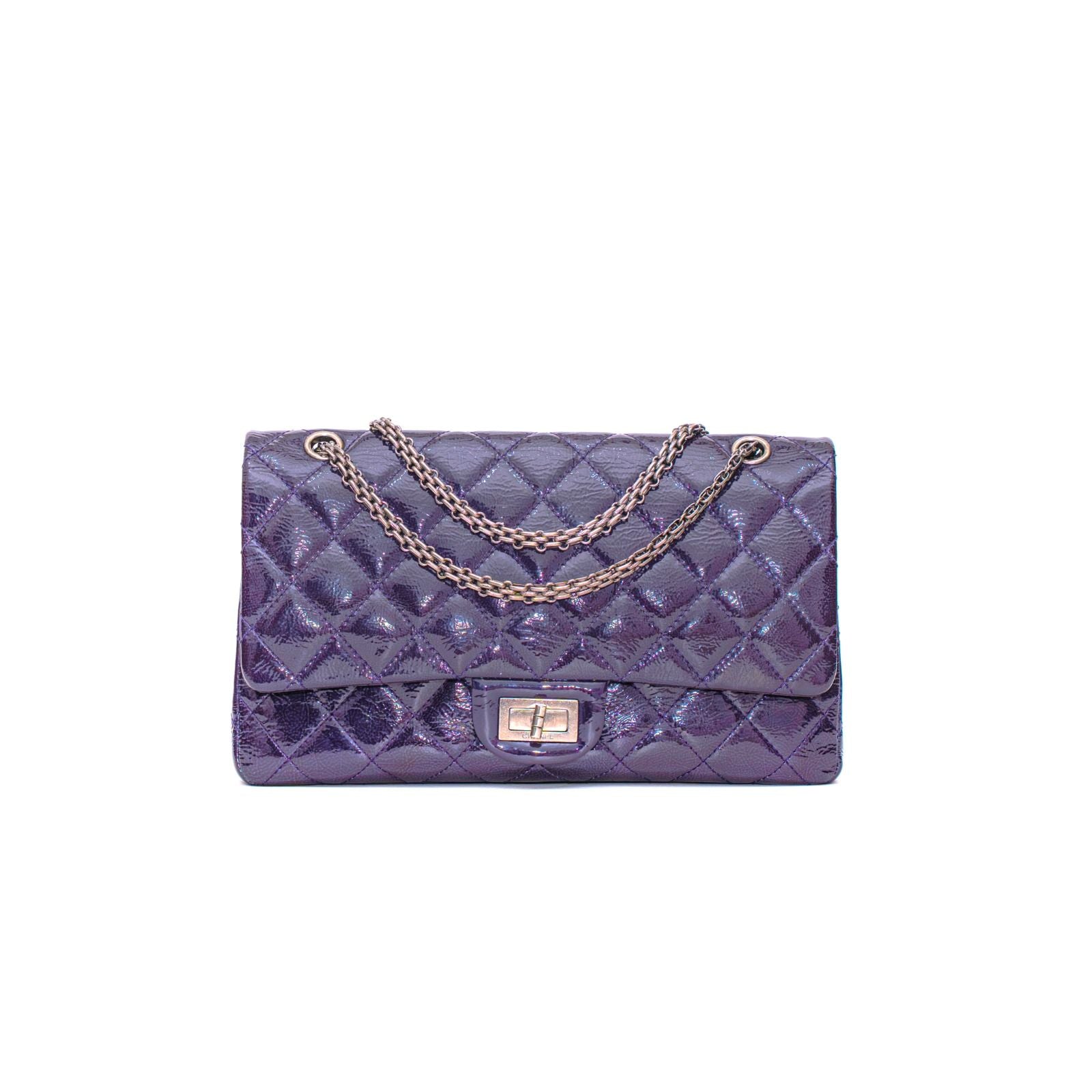 Chanel 2.55 Purple Quilted Patent Leather