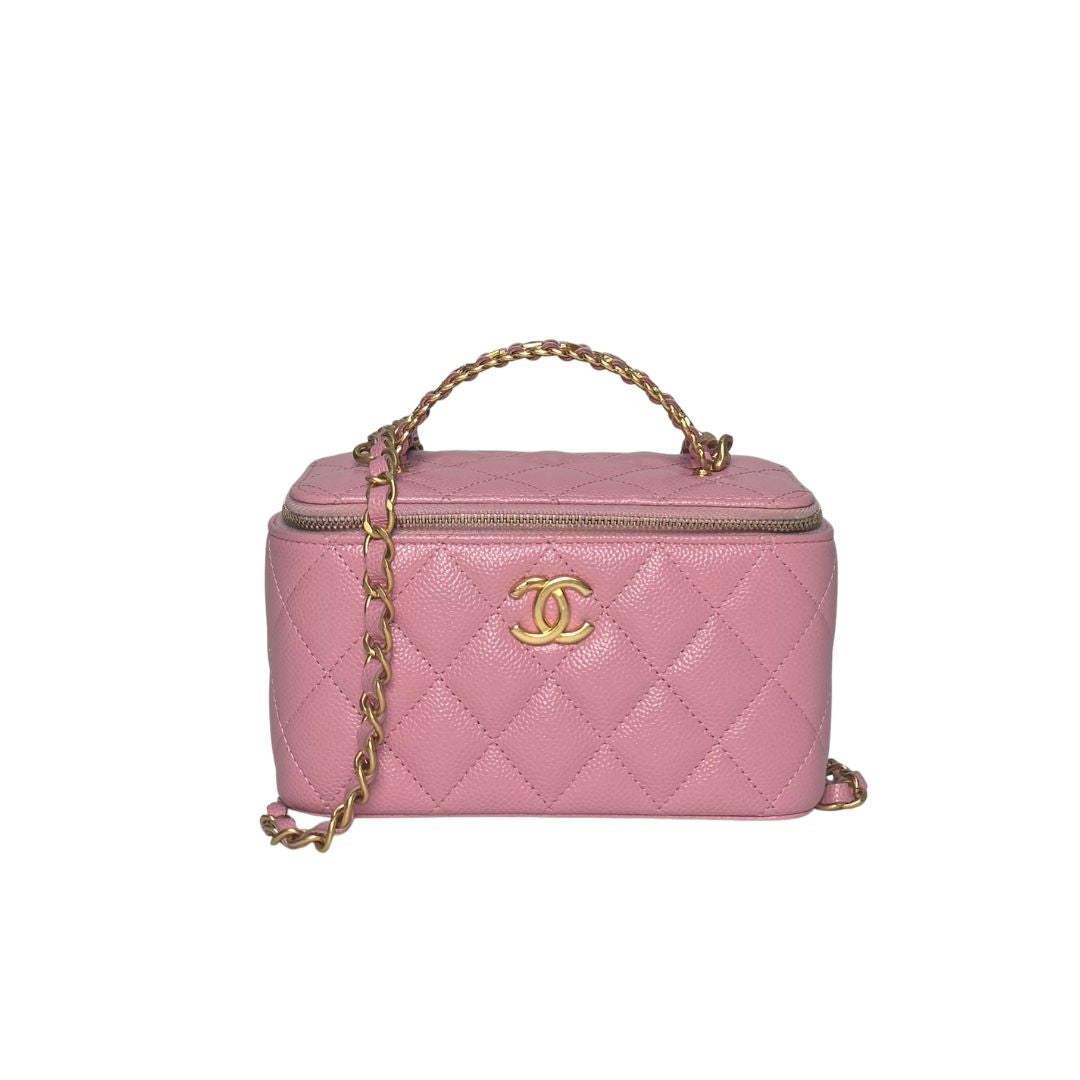 Chanel Vanity Case Caviar Leather Pink Bag