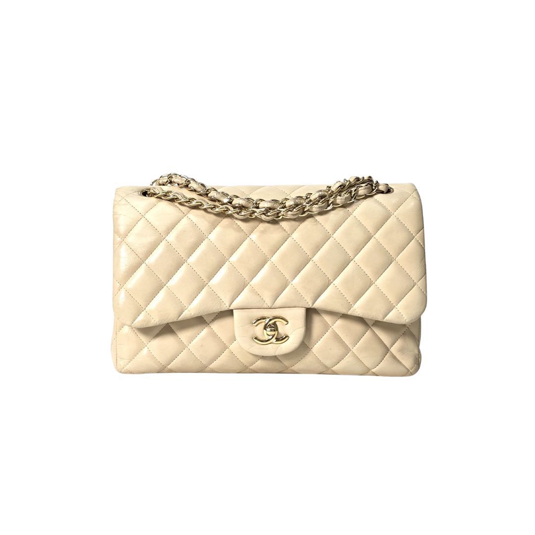 Chanel Timeless Jumbo Double Flap Beige Bag