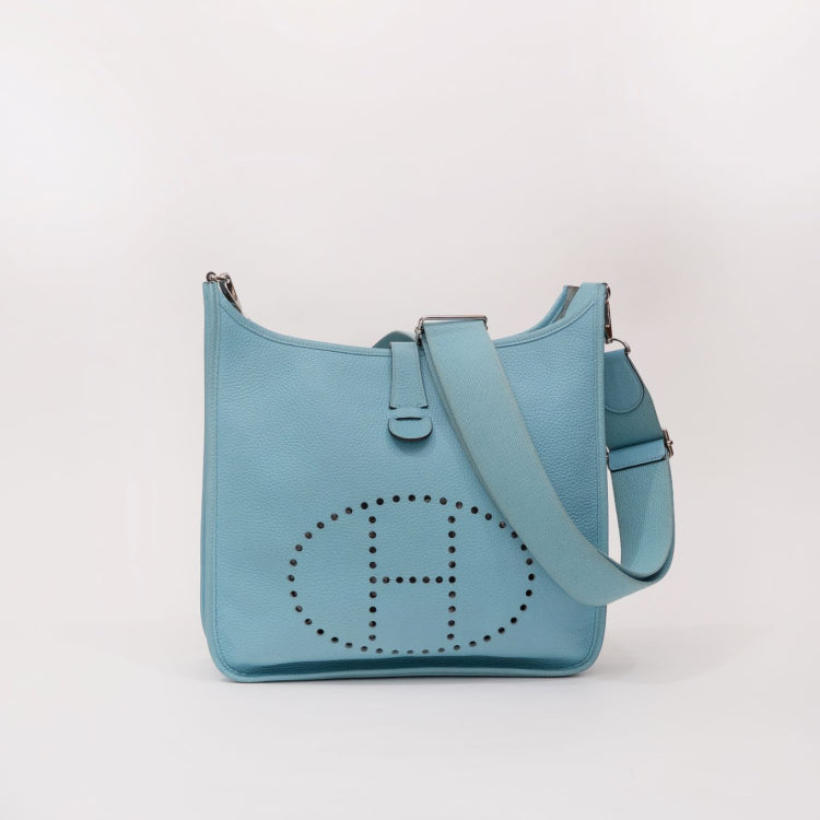 Hermes Evelyne 33 Blue Jeans Leather Bag