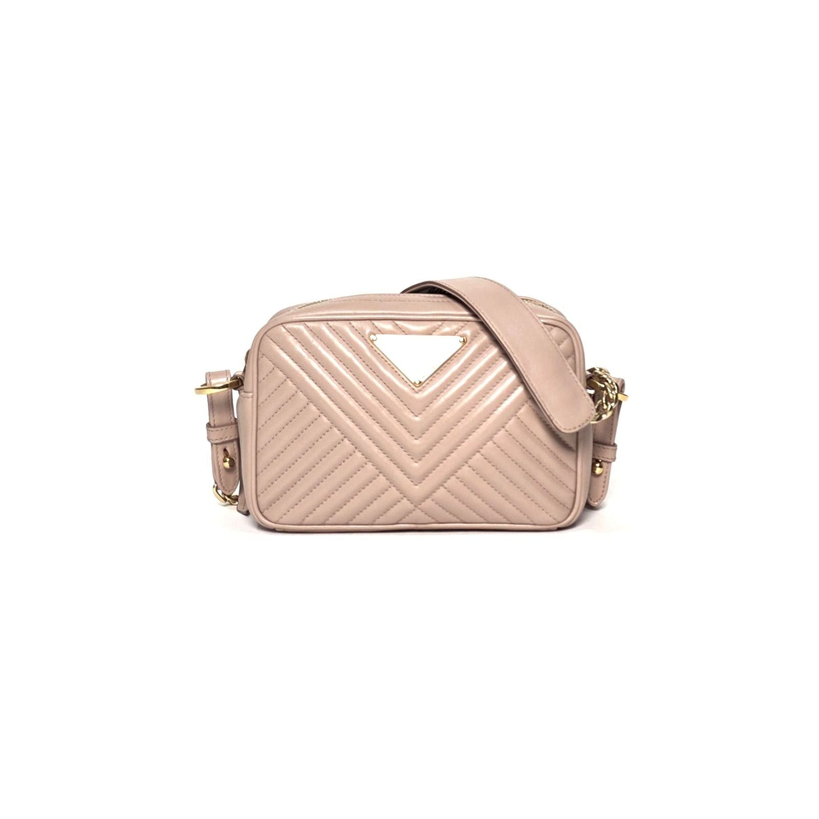 Prada Diagramme Quilted Leather Beige Bag