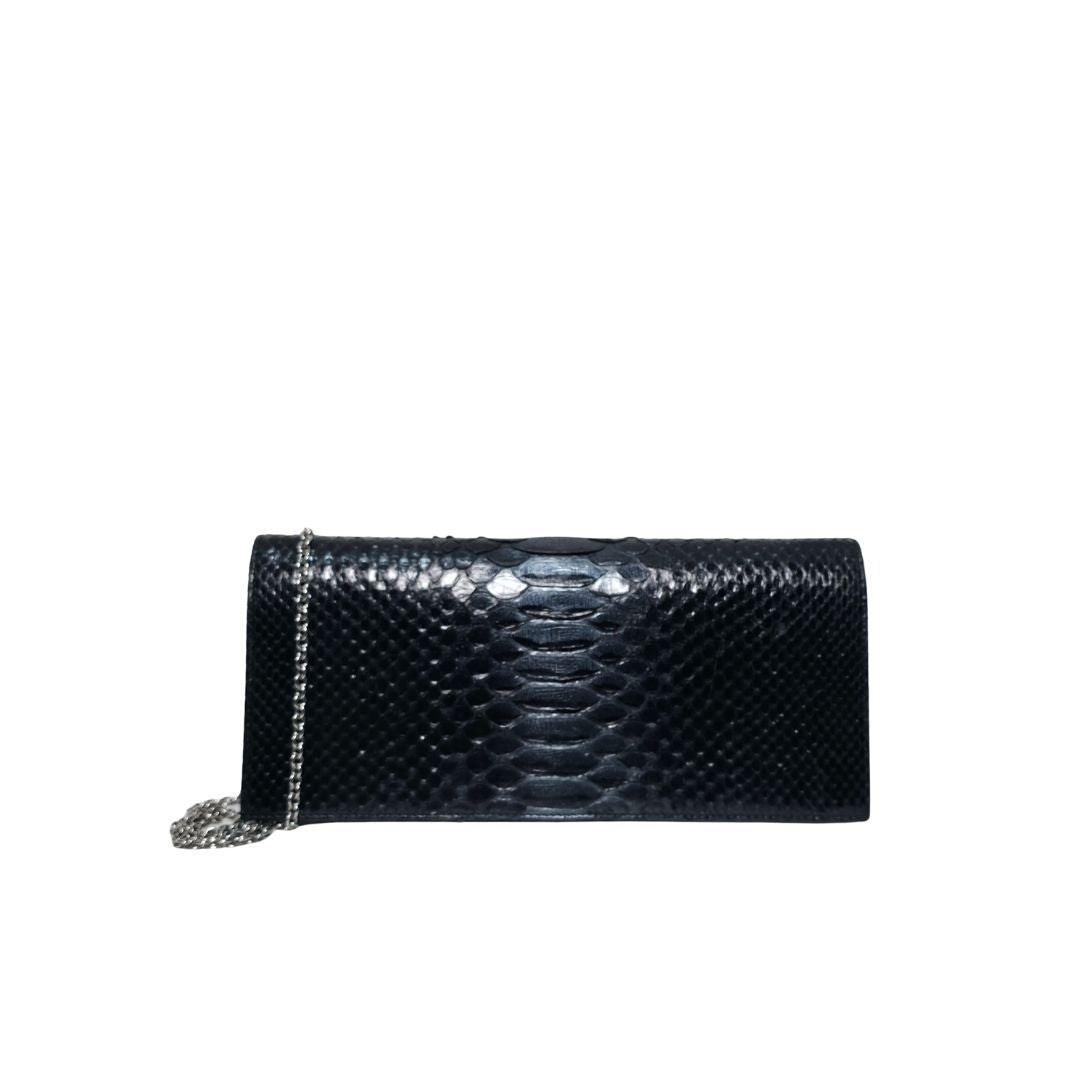 Dior Black Python Chain Clutch