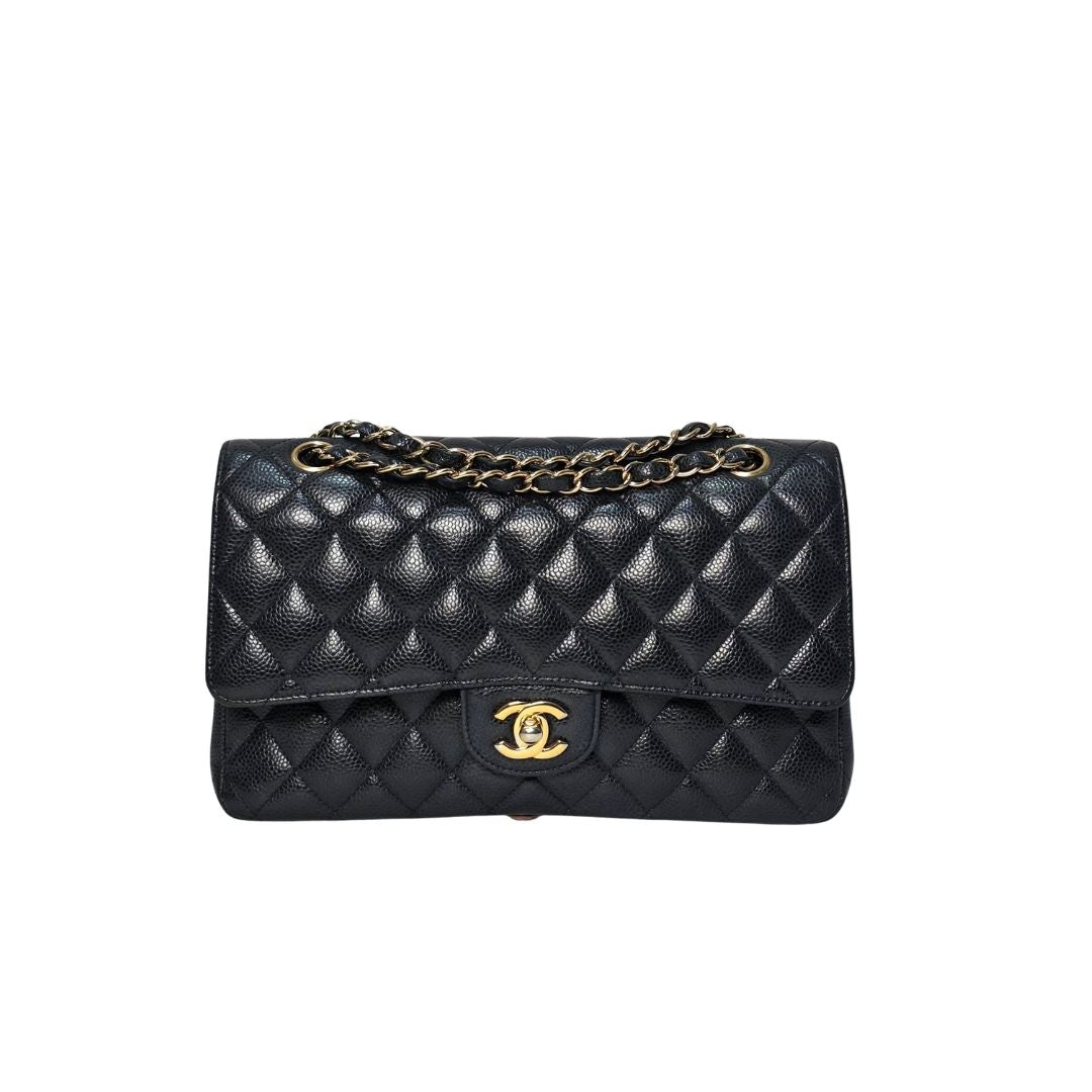 Chanel Classic Medium Double Flap Caviar Leather Black Bag