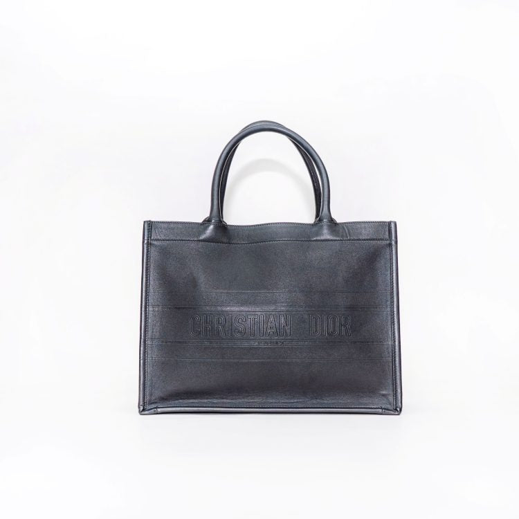 Dior Black Embossed Leather Book Tote