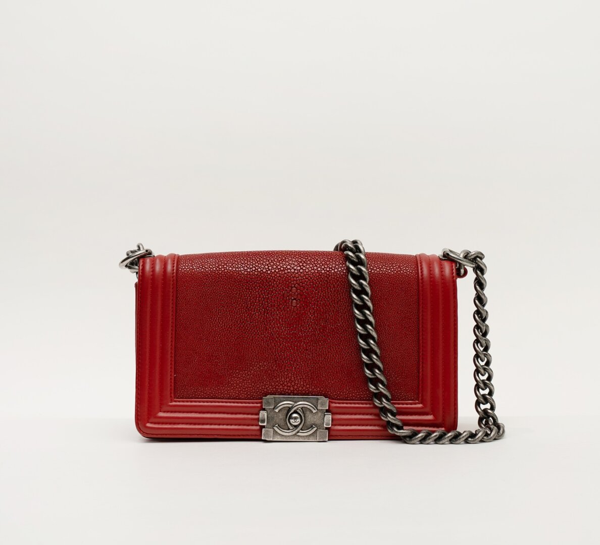 Chanel Boy Medium Red Cube Leather Bag