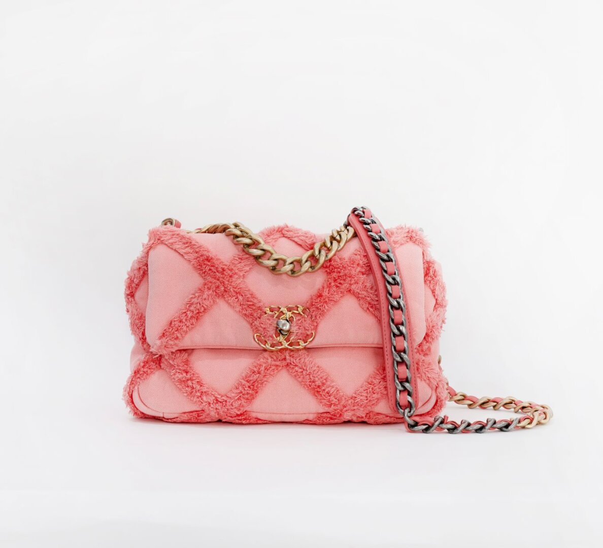 Chanel 19 Cloth Pink Hand bag