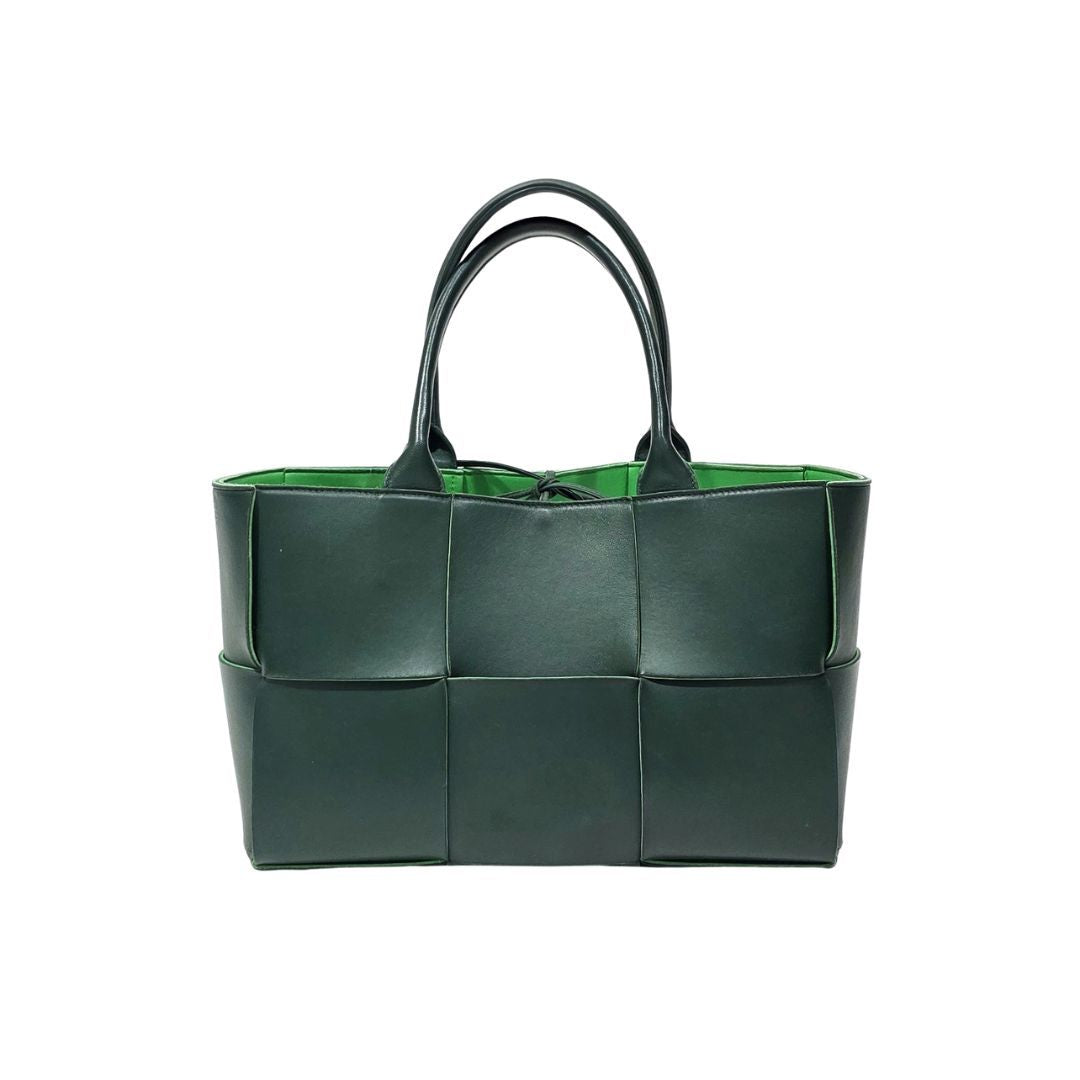 Bottega Veneta Arco Intreccio Leather Dark Green Tote
