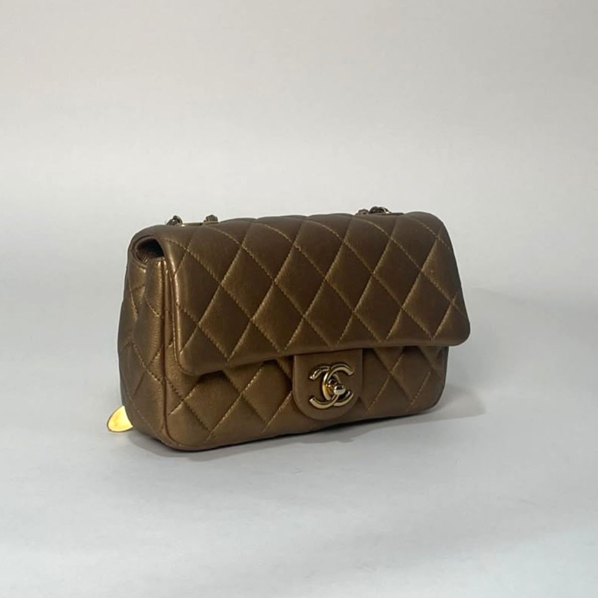 Chanel Classic Quilted Single Flap Leather Metallic Gold Bag