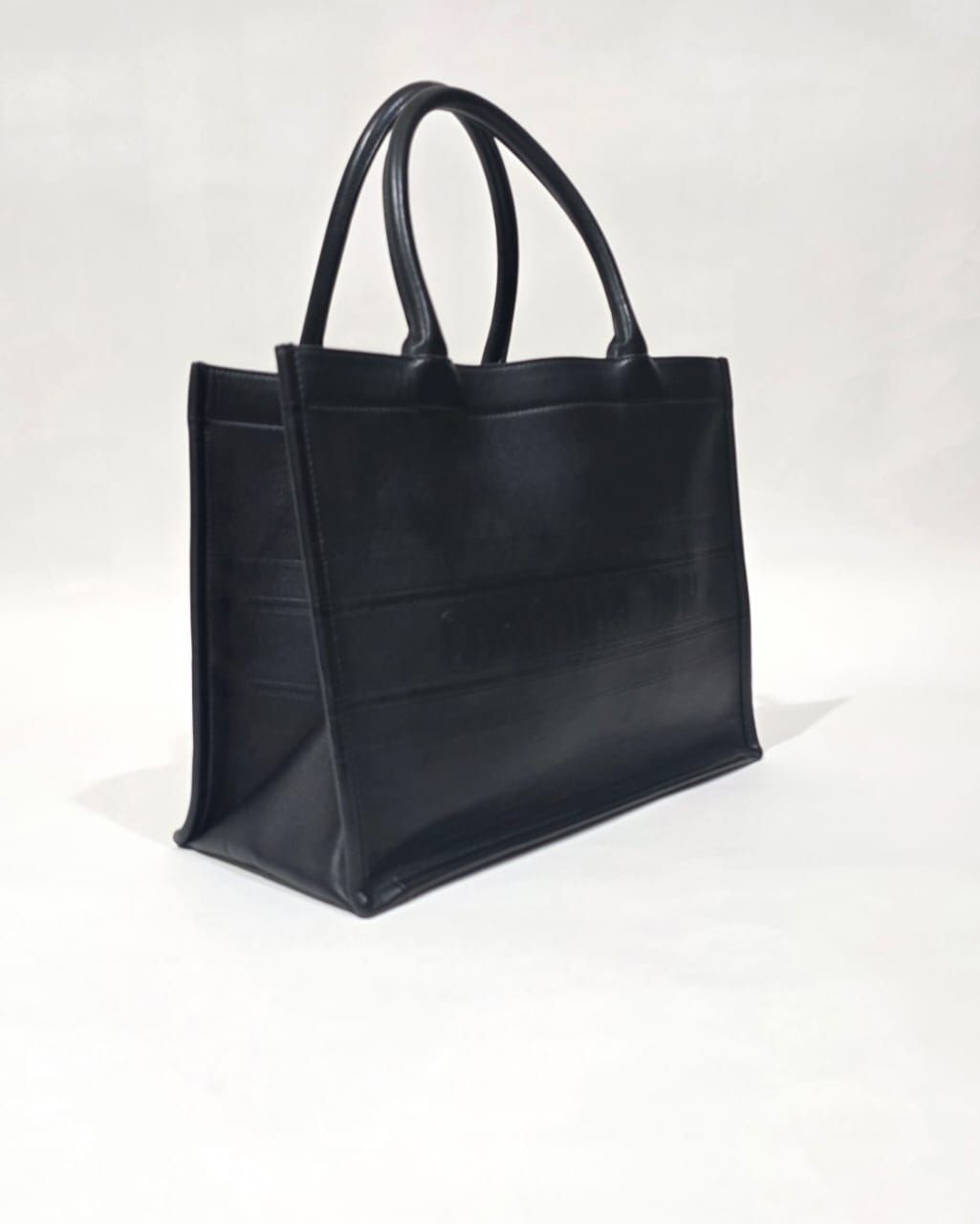 Dior Black Embossed Leather Book Tote