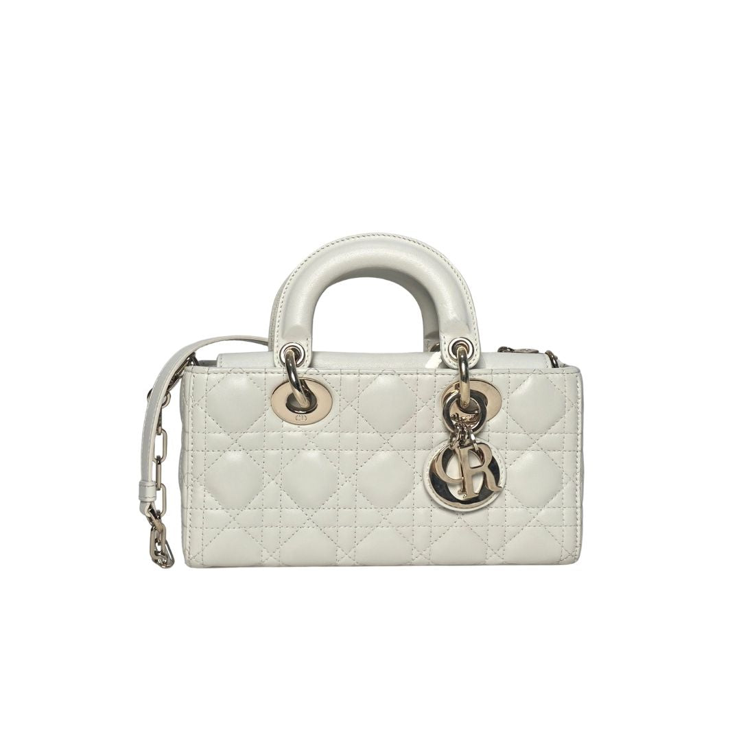 Dior Lady D-Joy Small Lambskin Leather White Bag