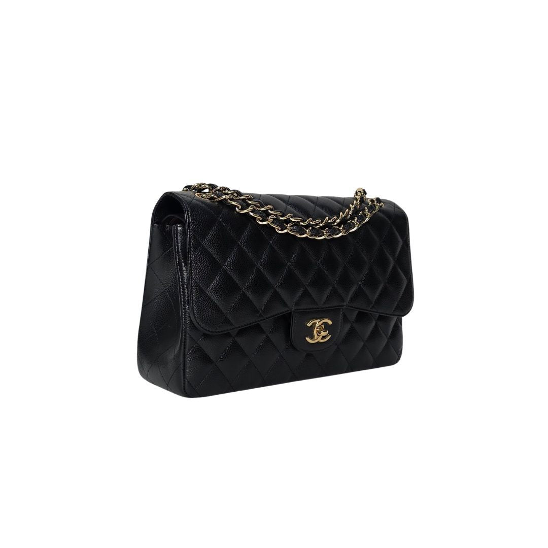 Chanel Jumbo Classic Double Flap Caviar Leather Black Bag