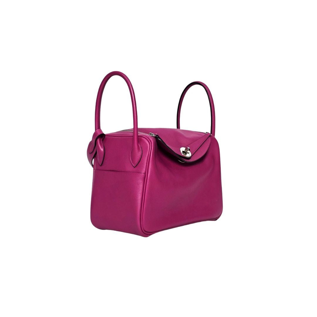 Hermes Lindy 26 Rose Pourpre Evercolor Leather Bag