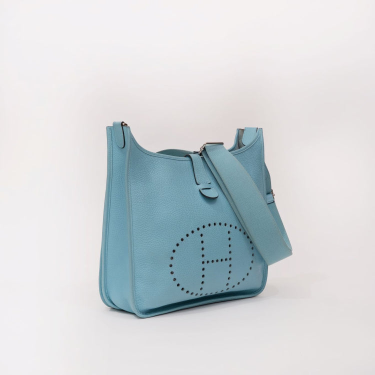 Hermes Evelyne 33 Blue Jeans Leather Bag