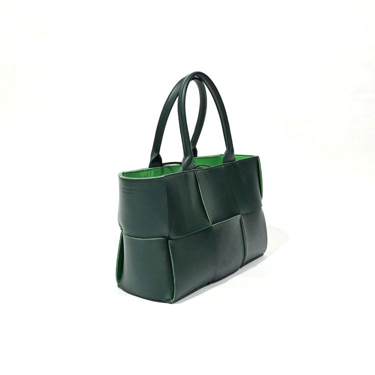 Bottega Veneta Arco Intreccio Leather Dark Green Tote