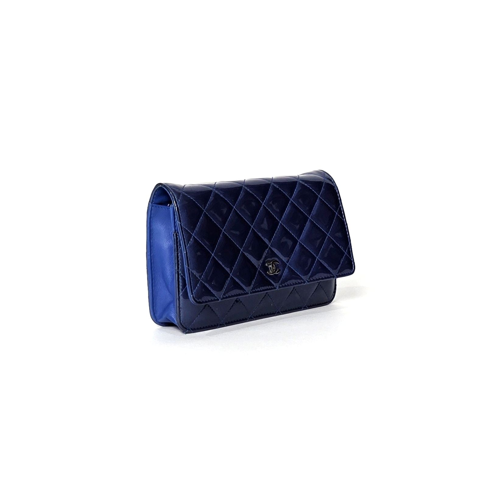 Chanel Wallet On Chain Navy Blue Patent Leather Bag