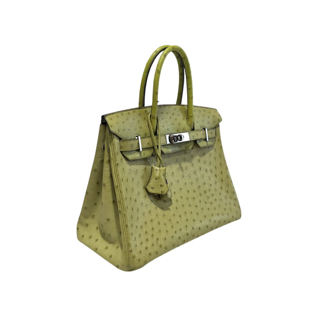 Hermes Birkin 30 Ostrich Vert Anis Bag