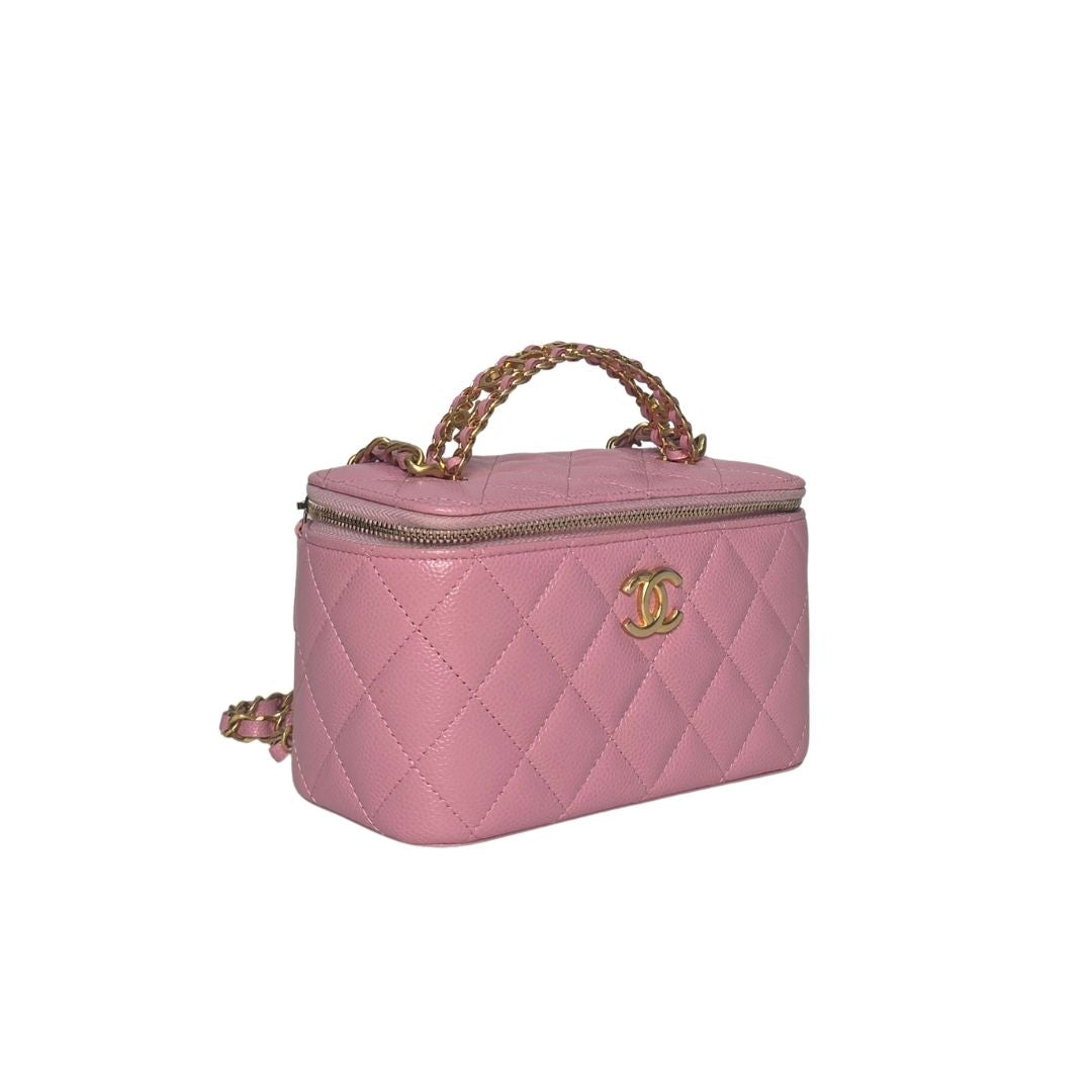 Chanel Vanity Case Caviar Leather Pink Bag