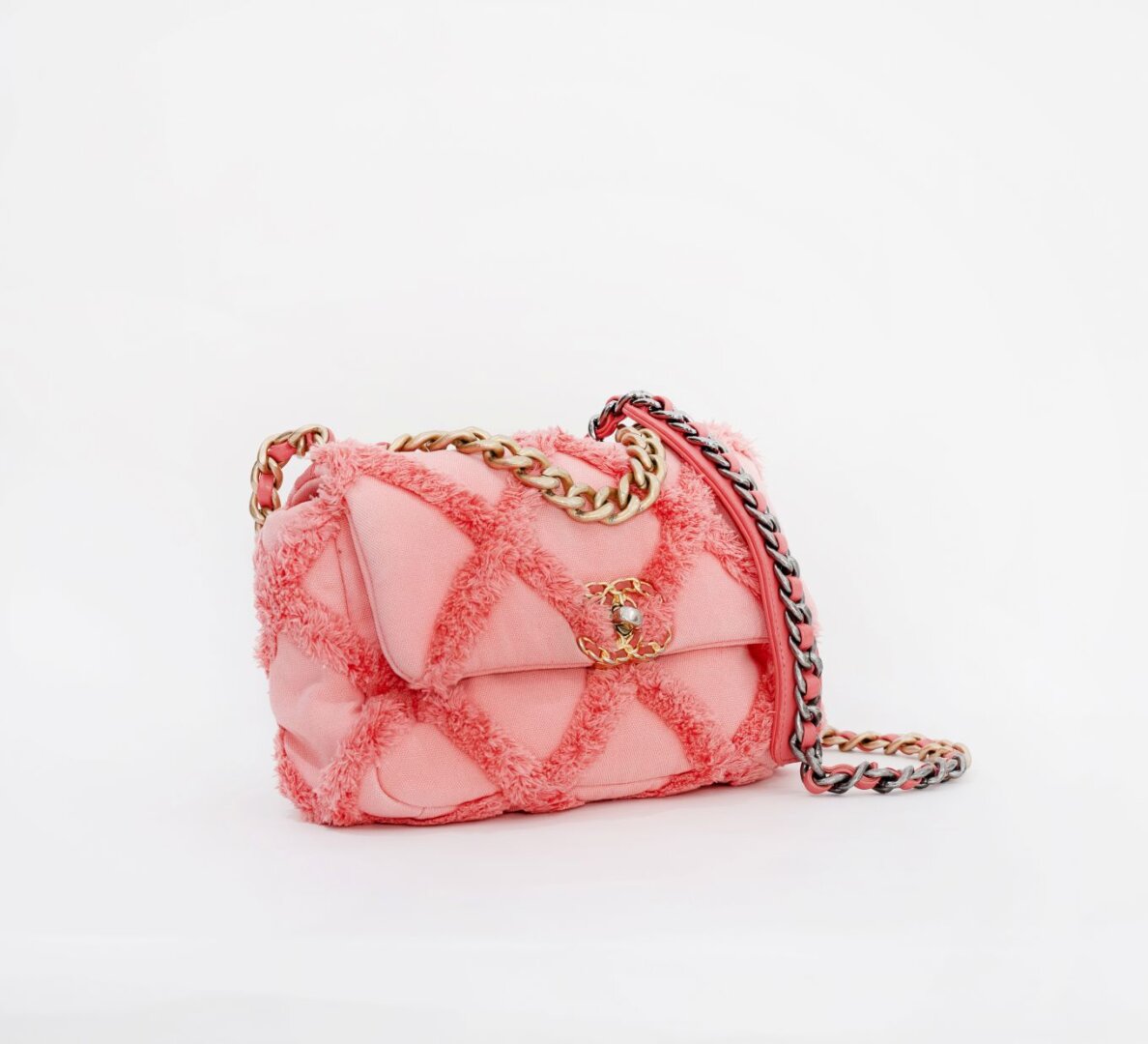 Chanel 19 Cloth Pink Hand bag