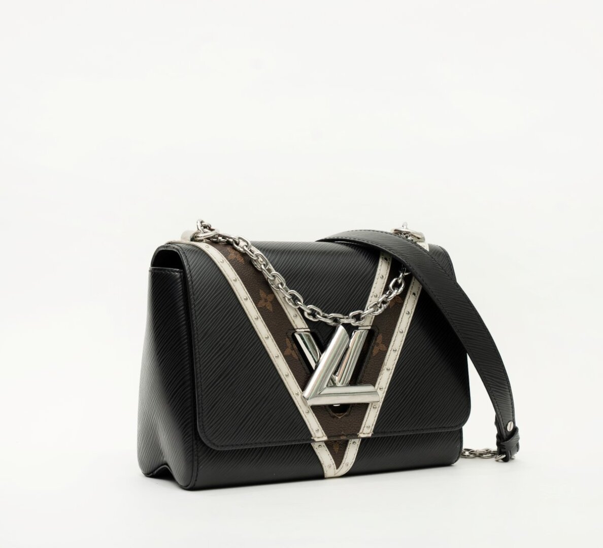Louis Vuitton Noir Monogram Twist Studded Bag
