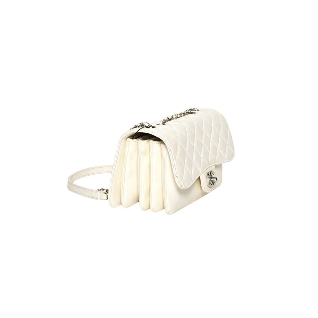 Chanel Accordion Medium White Flap Bag