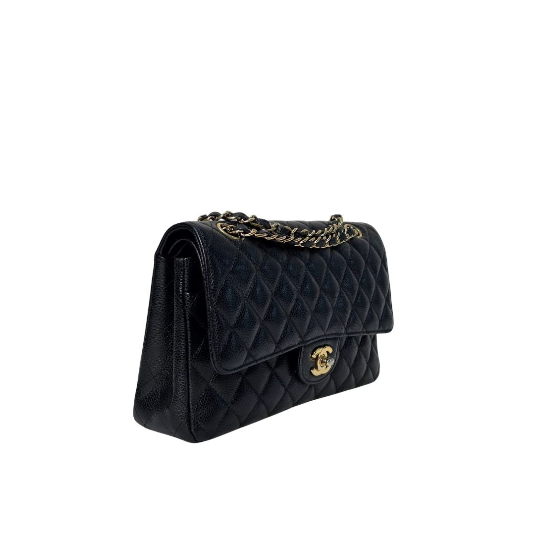 Chanel Classic Medium Double Flap Caviar Leather Black Bag