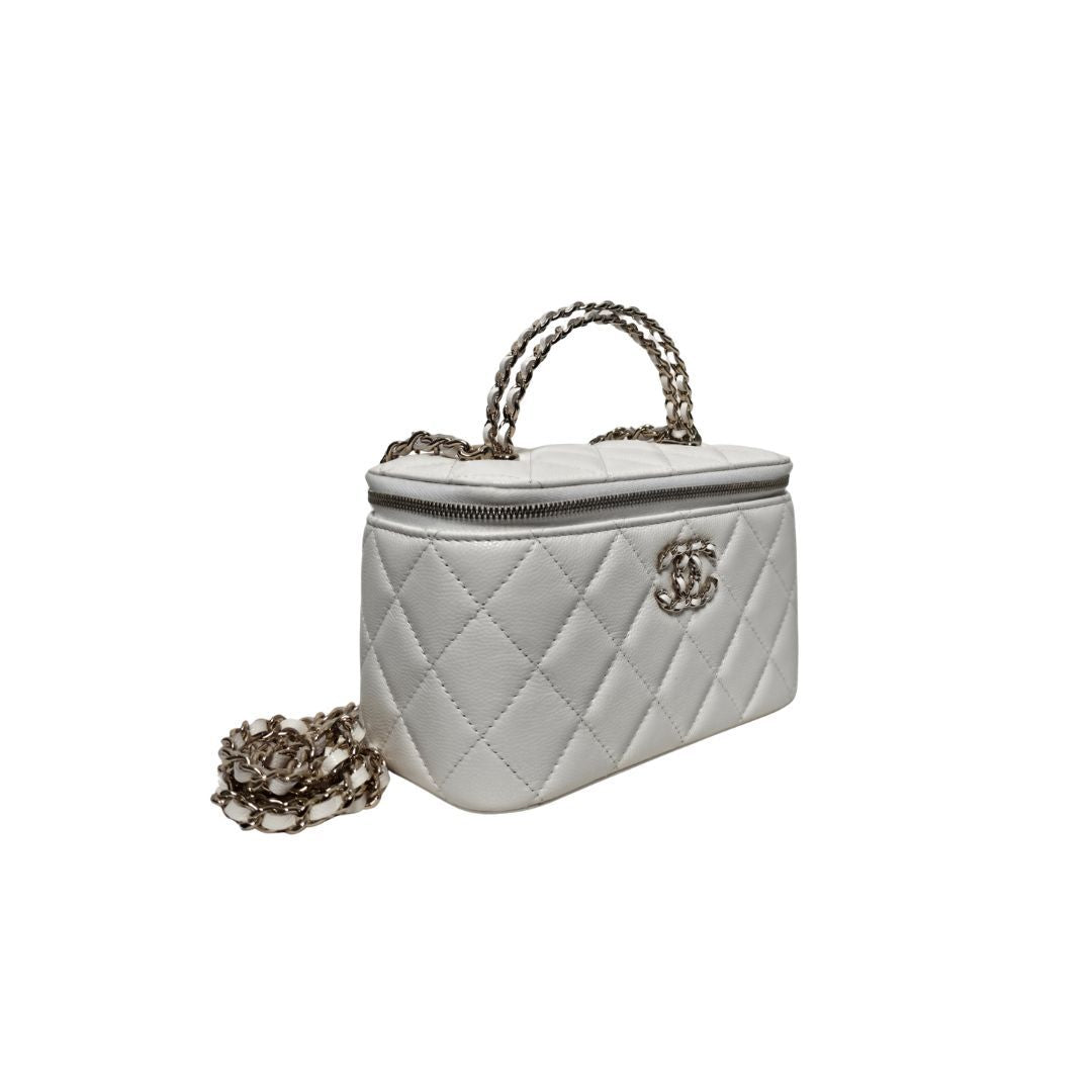 Chanel Vanity Case Caviar Leather White