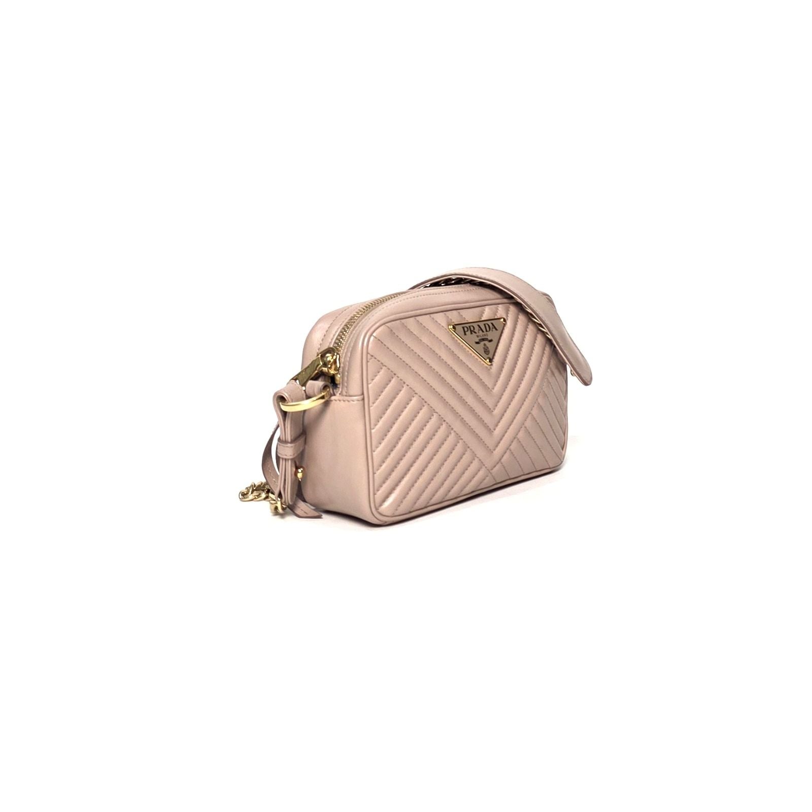 Prada Diagramme Quilted Leather Beige Bag