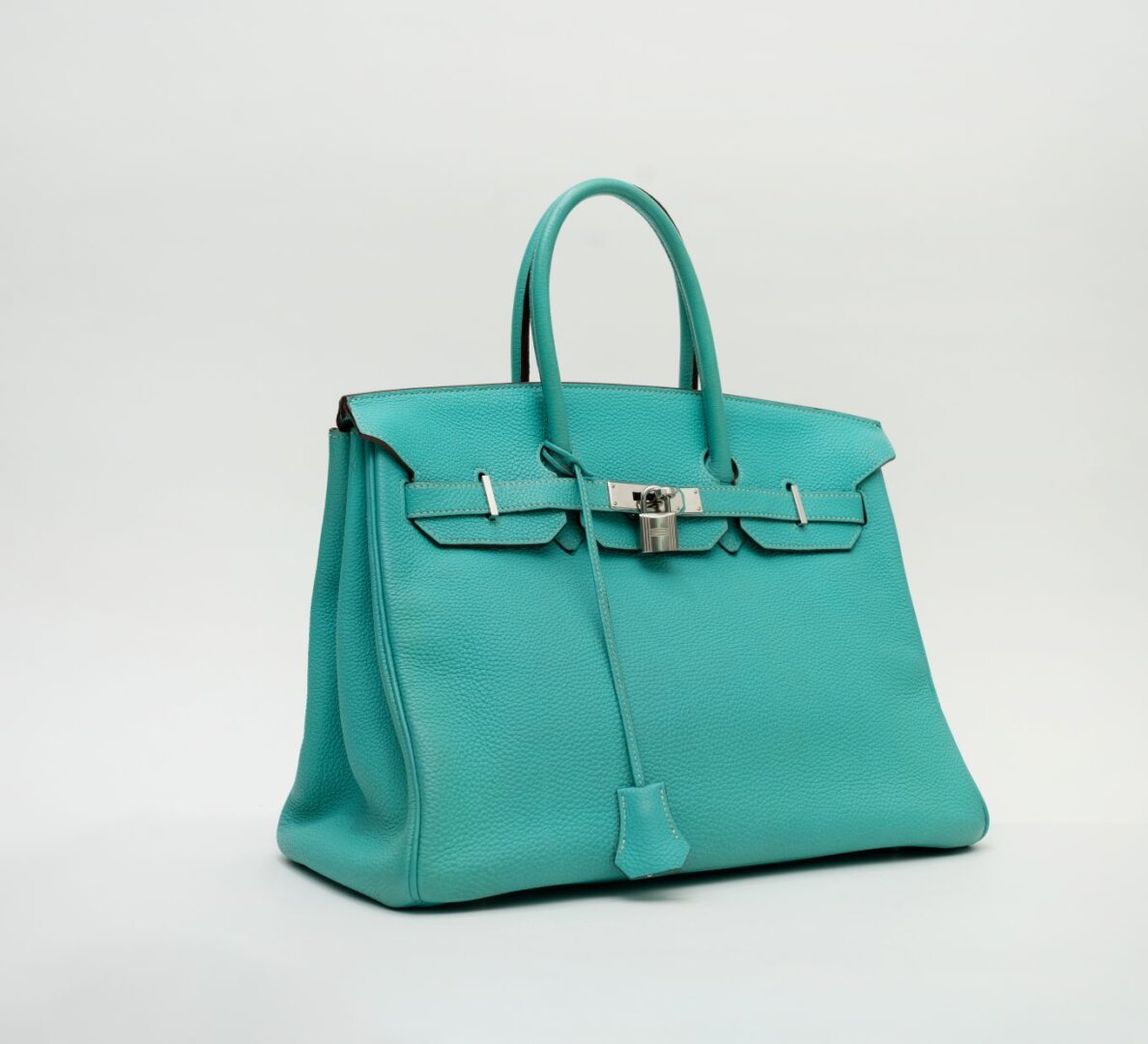 Hermes Birkin 35 Blue Lagoon Clemence with Silver Hardware