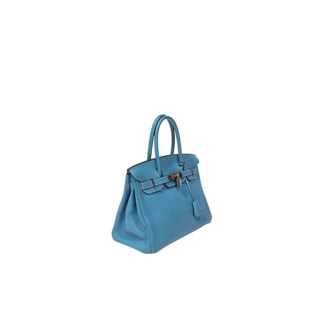 Hermes Birkin 30 Blue Jeans Clemence Leather