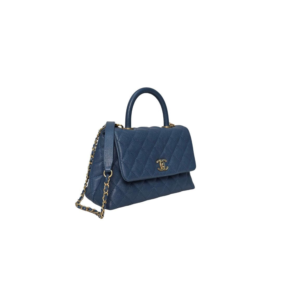 Chanel Coco Handle Small Caviar Leather Blue Bag